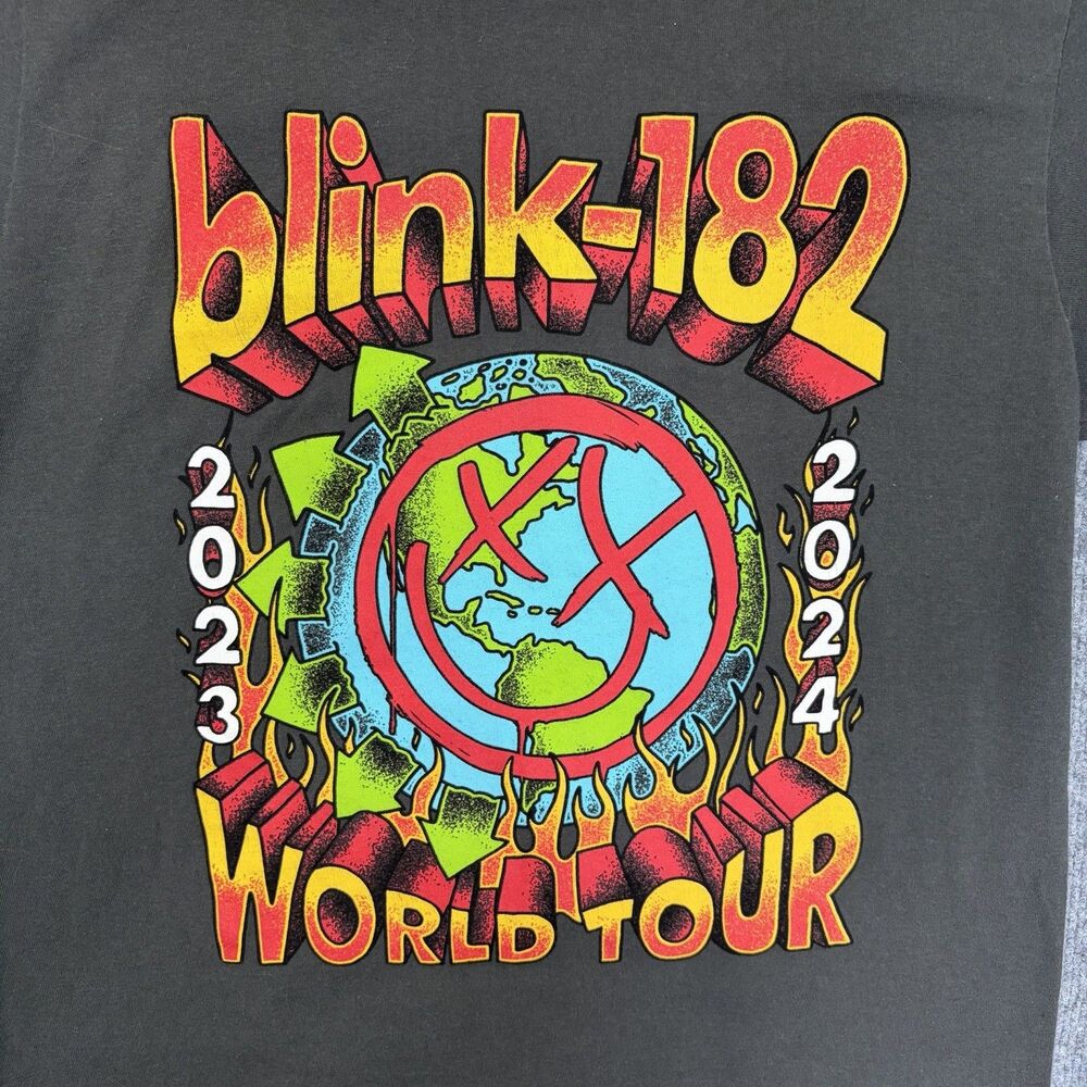 Blink-182 World Tour Shirt 2023 2024 Concert Graphic Tee Black Grey  Size M